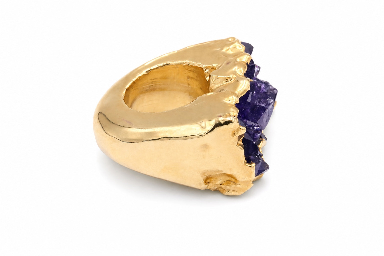 Vergoldeter Amethyst Drusenring