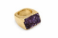 Amethyst Druzy Gold Plated Ring