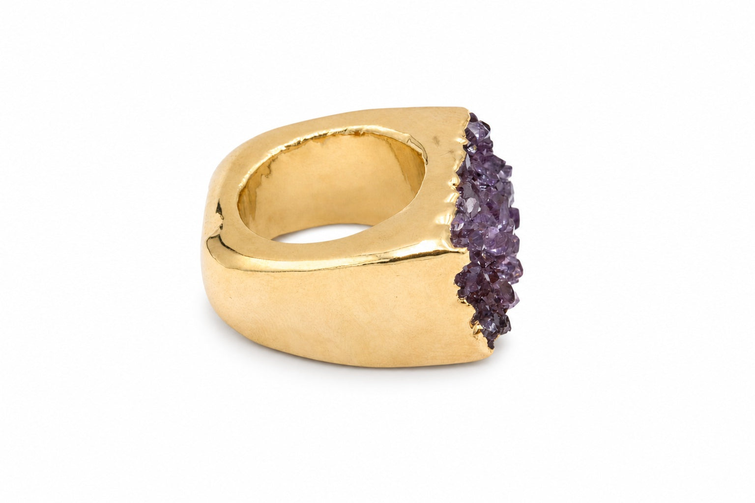 Amethyst Druzy Gold Plated Ring