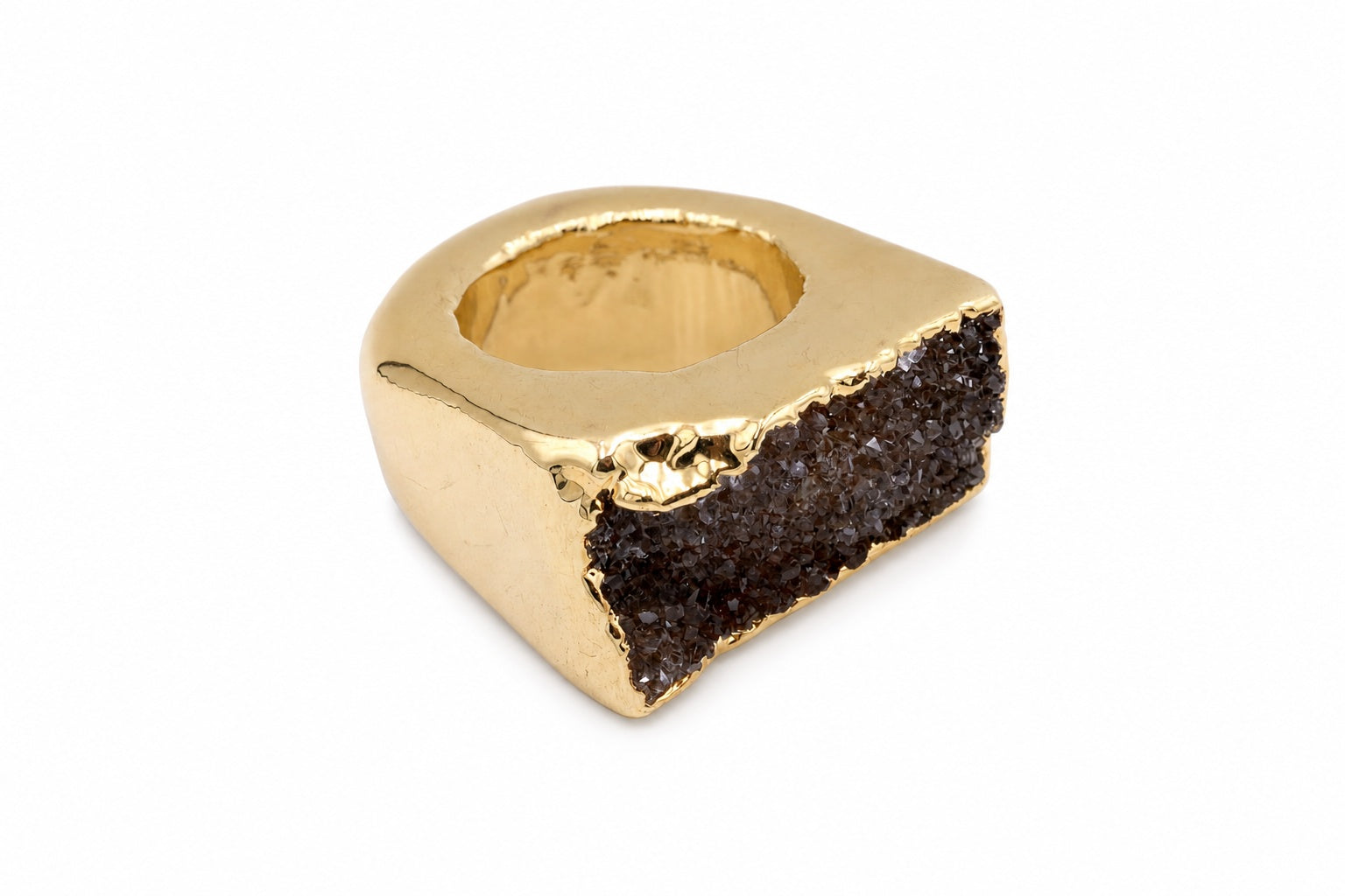 Bague Agate Druse Bronze Dorée