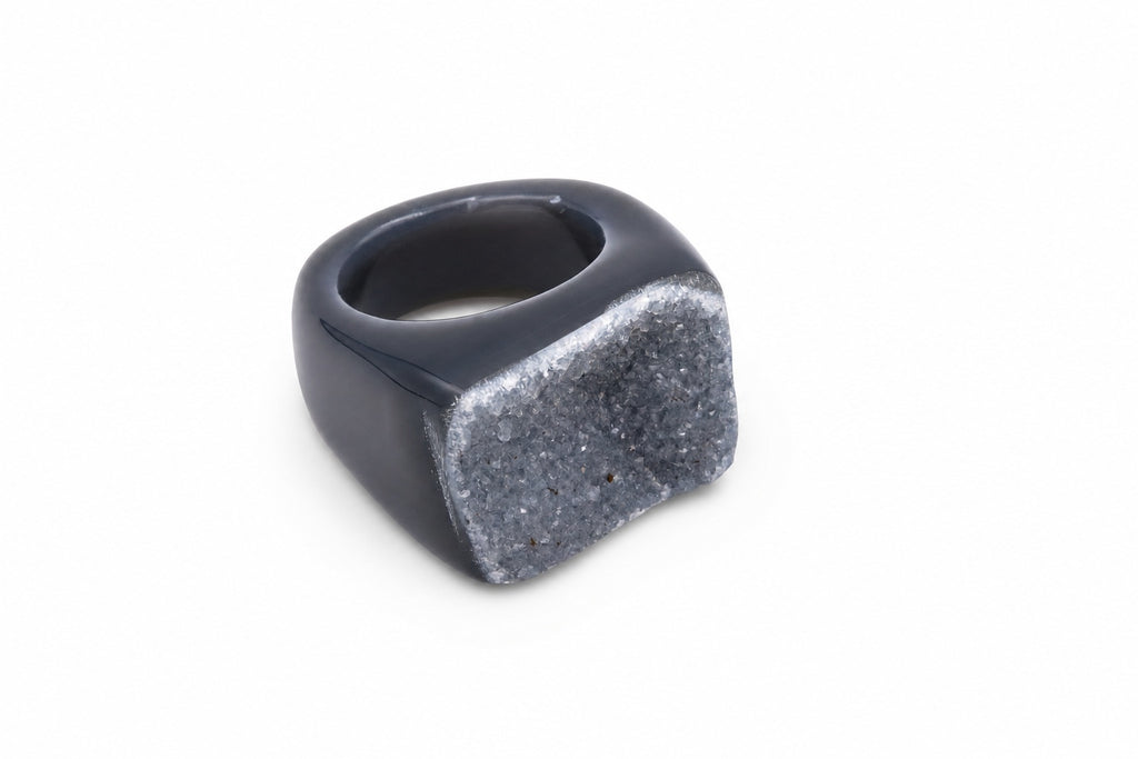 Ring Achat Druse Schwarz