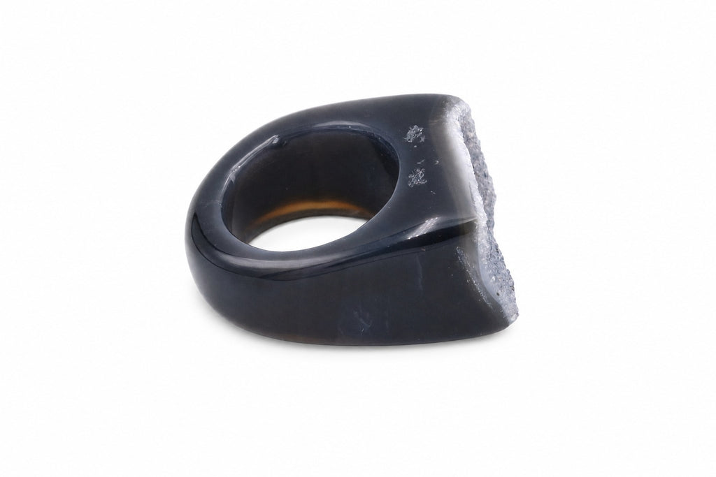 Ring Achat Druse Schwarz