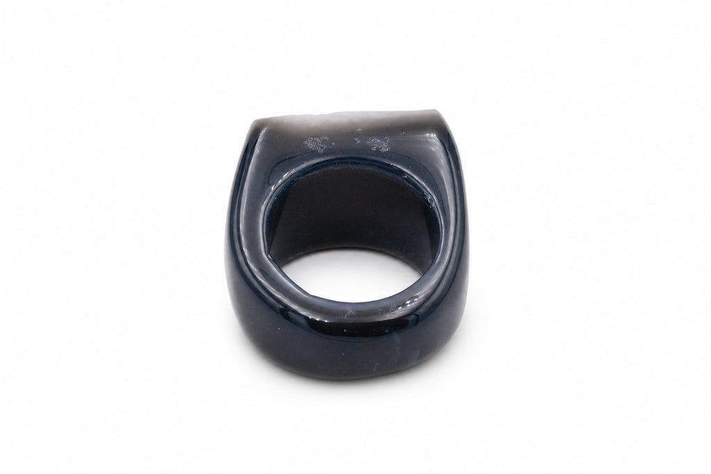 Ring Achat Druse Schwarz
