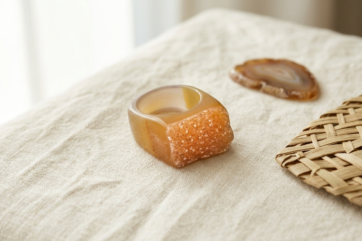 Ring Agaat Druza Bruin