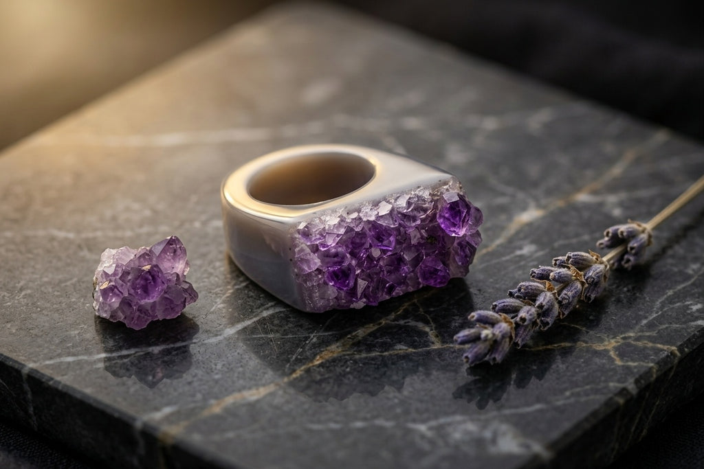 Amethyst Druzy Ring