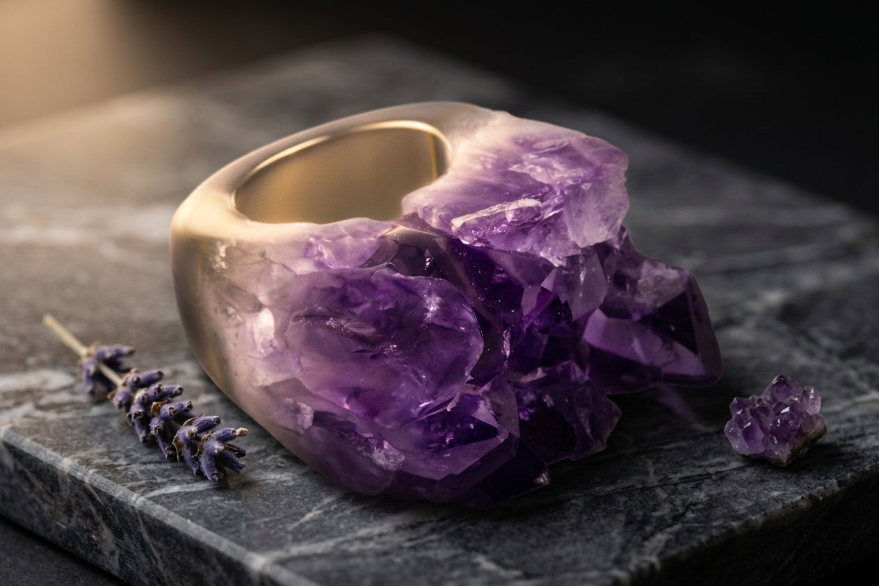 Amethyst Druzy Ring