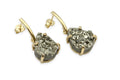 Kolczyki łezki z pirytem, wiszące, pozłacane — biżuteria Brazi