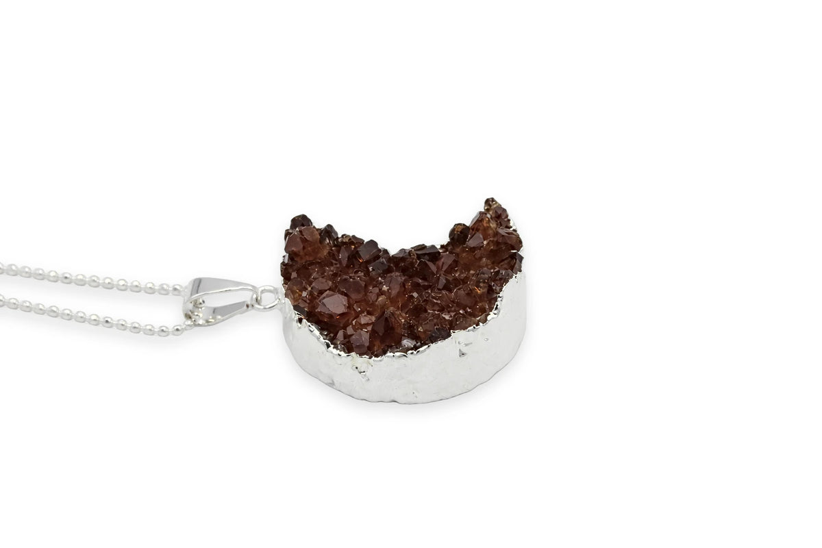 Naszyjnik księżyc z cytrynem, srebrzony — ujęcie 2 — biżuteria Brazi