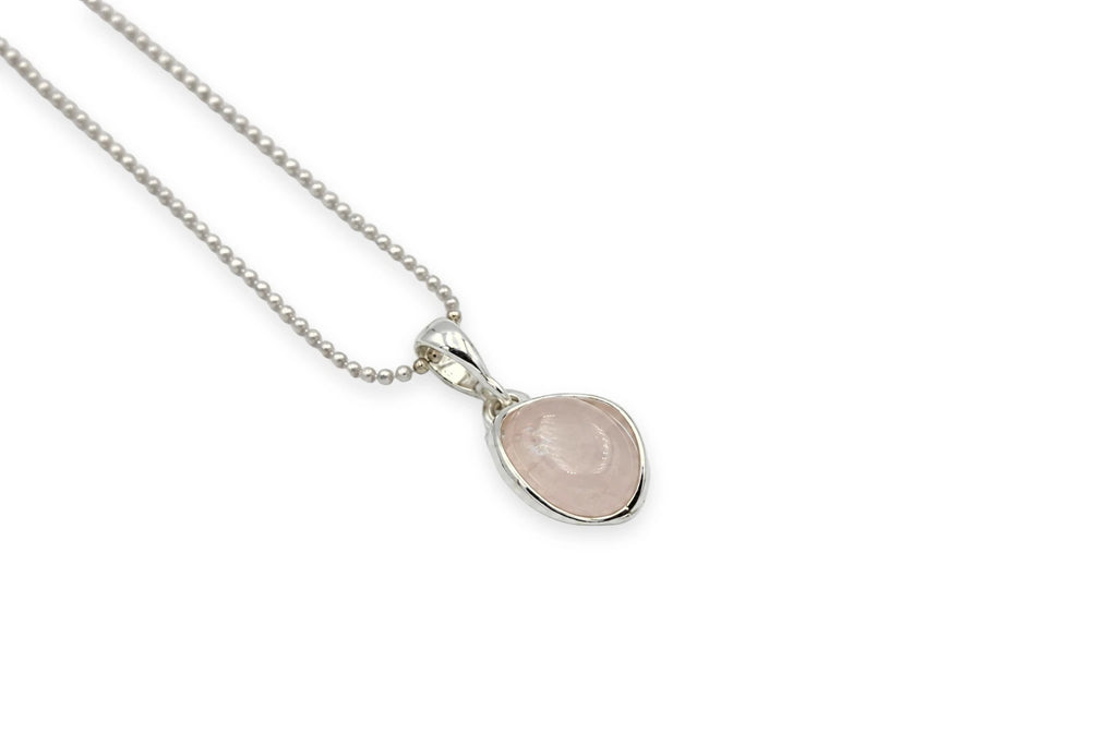 Naszyjnik z kwarcem różowym, srebro 925 — biżuteria Brazi