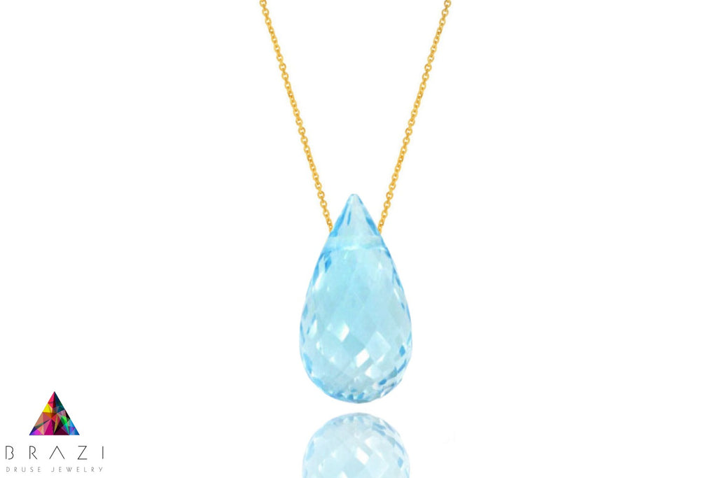 Komplet Topaz Sky Blue Krople złoto 585