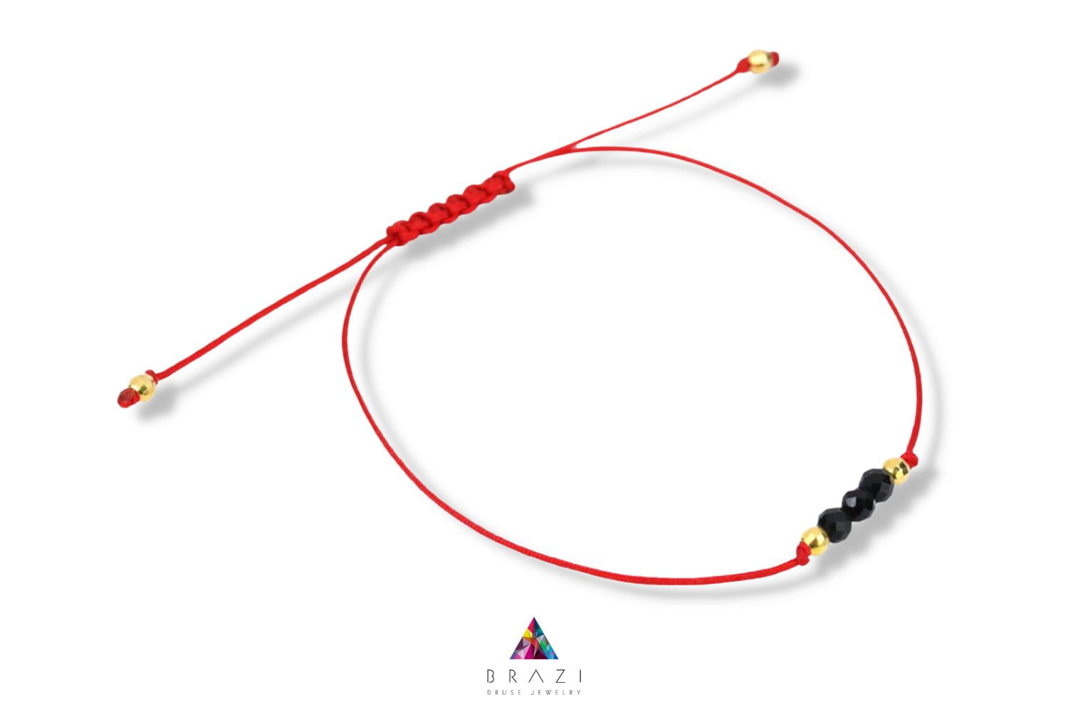 Bransoletka z naturalnym czarnym turmalinem na sznurku z zapięciem makramowym, biżuteria Brazi