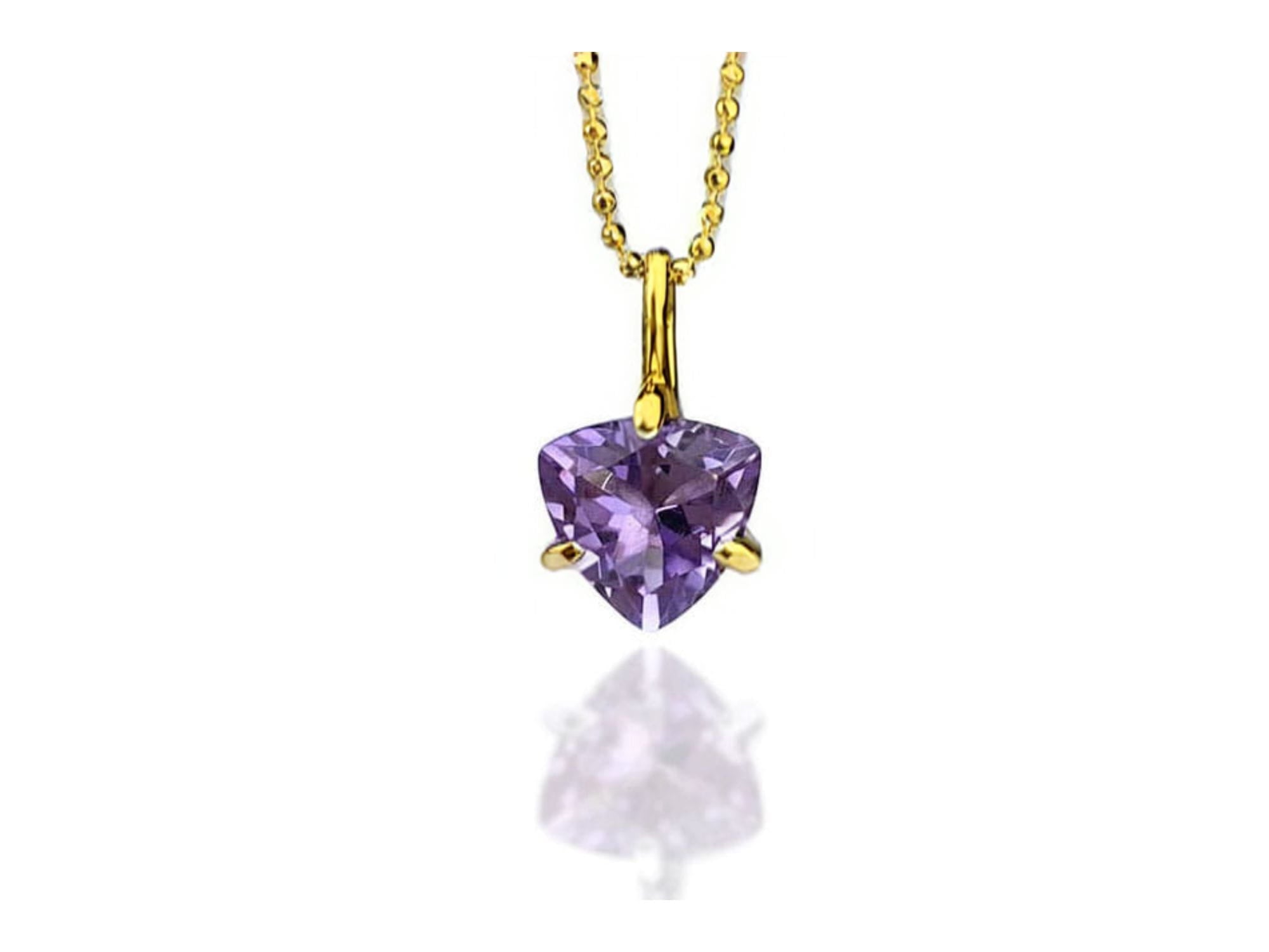 Naszyjnik Brazi Druse Jewelry: Lila ametyst, szlif trylion, oprawa złota 585.