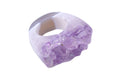 Pierścionek z naturalną druzą ametystu i gładką obrączką z agatu, ręcznie wykonana biżuteria Brazi