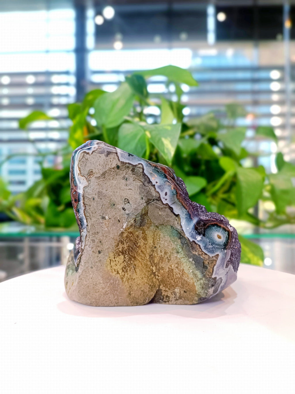 Naturalna podstawa szczotki ametystowej nr 172, surowa skała macierzysta okazu Brazi