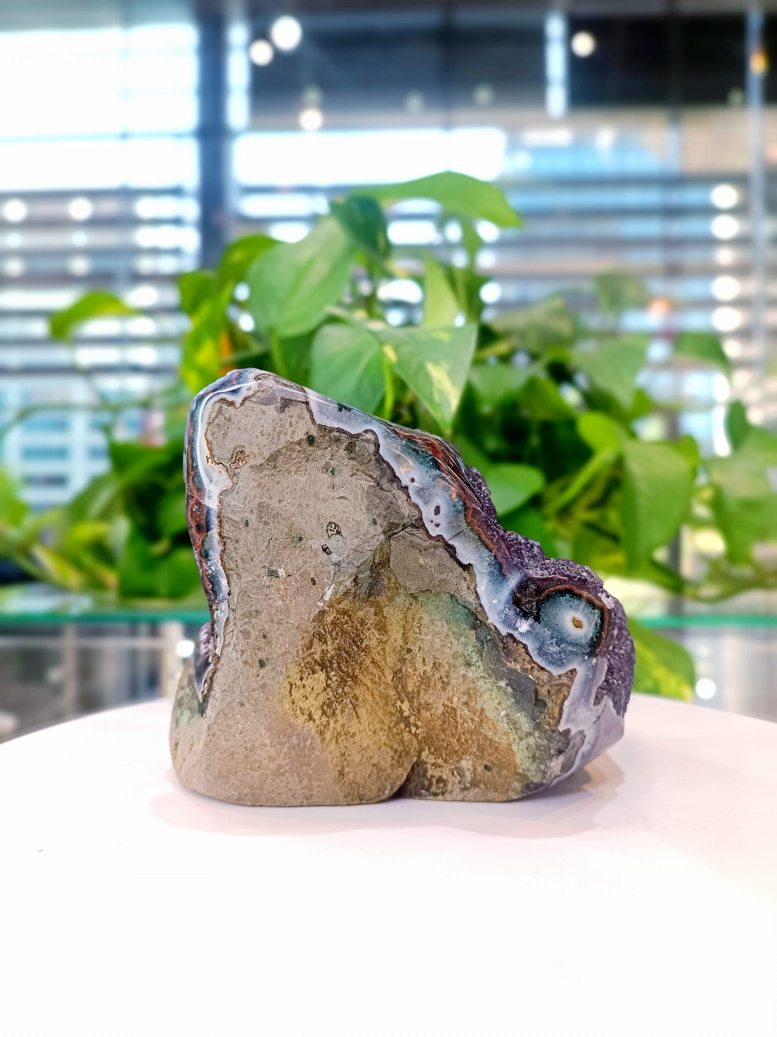 Naturalna podstawa szczotki ametystowej nr 172, surowa skała macierzysta okazu Brazi