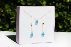 Sky Blue Topaz Droplet Jewelry Set