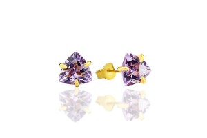 Amethyst Lilac 3 ct. Trillion Stud Earrings 