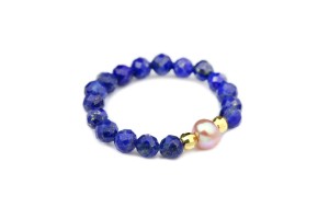 Pierścionek Lapis Lazuli i Perła 