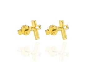 Gold 14K Cross Earrings