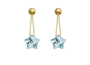 Kolczyki Topaz Sky Blue Gwiazdki złoto 585