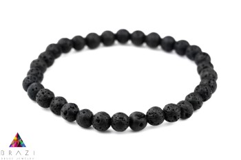 Męska bransoletka z lawy, Brazi Druse Jewelry. Czarna, koralikowa.
