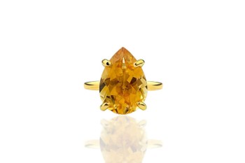 Pierścionek z cytrynem 6 ct, Brazi Druse Jewelry.  Kropla, złoty.