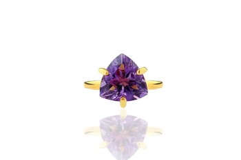Pierścionek Brazi Druse Jewelry z ametystem, trylion, fioletowy.