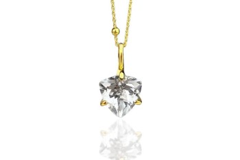 Naszyjnik Brazi Druse Jewelry, Kryształ górski 4 ct. Trylion, złoty, fasetowany.
