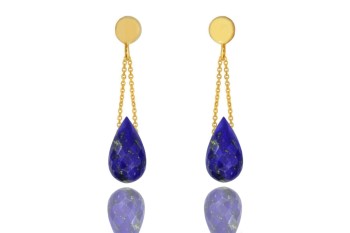 Kolczyki Lapis Lazuli Brazi Druse, złote, fasetowane krople.
