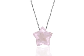 Różowy kwarc, naszyjnik Brazi Druse Jewelry, gwiazdkowy kształt.