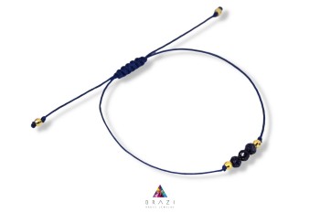 Bransoletka Szczęścia Noc Kairu Brazi Druse Jewelry: granatowa, z kamieniami Sunstone, sznurek.