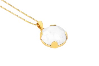 Naszyjnik Brazi Druse Jewelry z howlitu, okrągły, złocona oprawa.