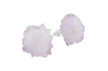 Kolczyki ametystowe Brazi Druse Jewelry, stalaktyt, sztyfty, kwiatowy kształt.