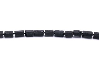 Męski naszyjnik z czarnego turmalinu, bryłki matowe. Brazi Druse Jewelry.