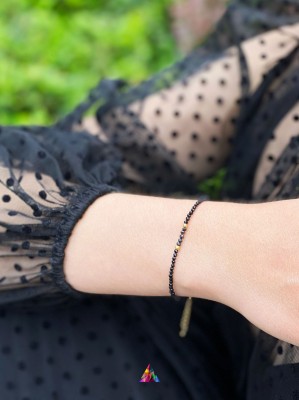 Elegancka bransoletka Brazi Druse Jewelry z czarnego diamentu i turmalinu, złota oprawa.