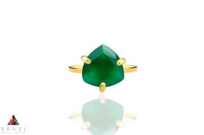 Pierścionek Brazi Druse Jewelry z zielonym chalcedonem, oprawa złoto 585.