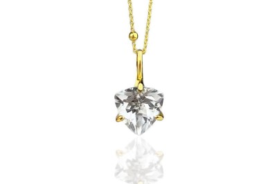 Naszyjnik Brazi Druse Jewelry, Kryształ górski 4 ct. Trylion, złoty, fasetowany.