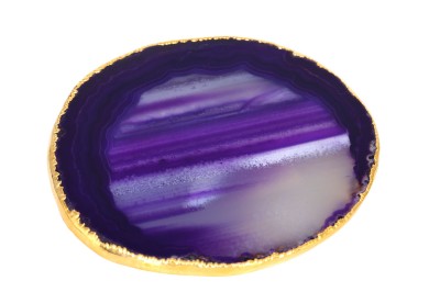 Fioletowe podstawki z agatu, złocone brzegi. Brazi Druse Jewelry.