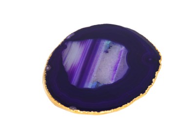 Fioletowe podstawki z agatu, złote wykończenie. Brazi Druse Jewelry.