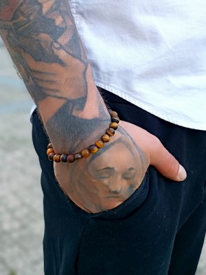 Męska bransoletka z matowego Tygrysiego Oka. Brazi Druse Jewelry.