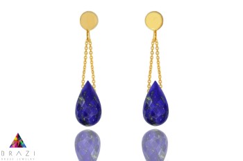 Kolczyki Lapis Lazuli Brazi Druse Jewelry, złote, krople.