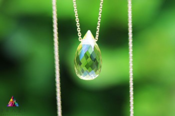 Naszyjnik Brazi Druse Jewelry, kwarc lemon, kształt kropli.