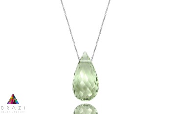 Naszyjnik Brazi Druse Jewelry: Prasiolit, kropla, fasetowany.