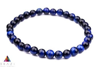 Bransoletka męska z naturalnego sokolego oka o polerowanych koralikach, biżuteria Brazi Druse Jewelry