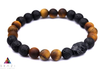 Męska bransoletka Brazi Druse Jewelry z Tygrysiego Oka i lawy.