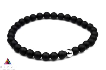 Męska bransoletka Brazi Druse Jewelry z matowego turmalinu i hematytu.