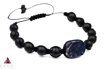Męska bransoletka Brazi Druse Jewelry z turmalinem i sodalitem, matowe wykończenie.