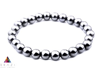 Męska bransoletka Brazi Druse Jewelry z hematytu, grafitowa, kuleczki.