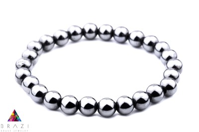 Męska bransoletka Brazi Druse Jewelry z hematytu, grafitowa, kuleczki.
