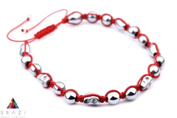 Bransoleta Męska Hematyt Czaszki makrama